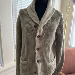 ralph lauren old money quiet luxury green cotton shawl sweater